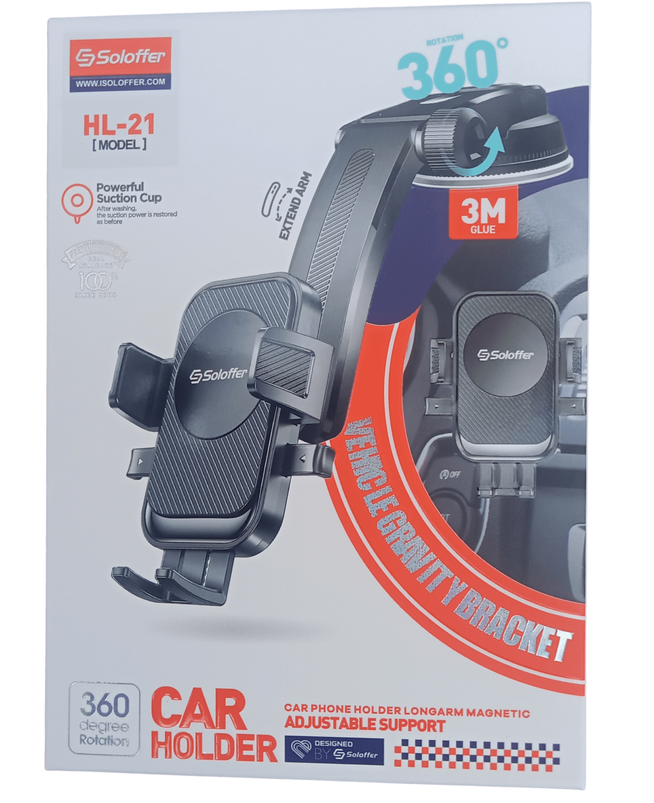 Soloffer HL-21 Suction Cup Gravity Car Phone Holder