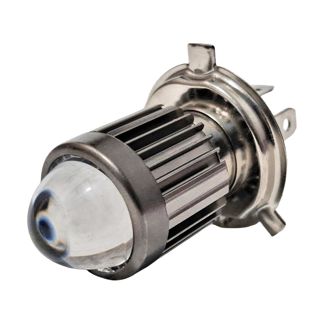 Dual-Color H4 Motorcycle LED Headlight Bulb with Projector Lens (3000K/6000K)