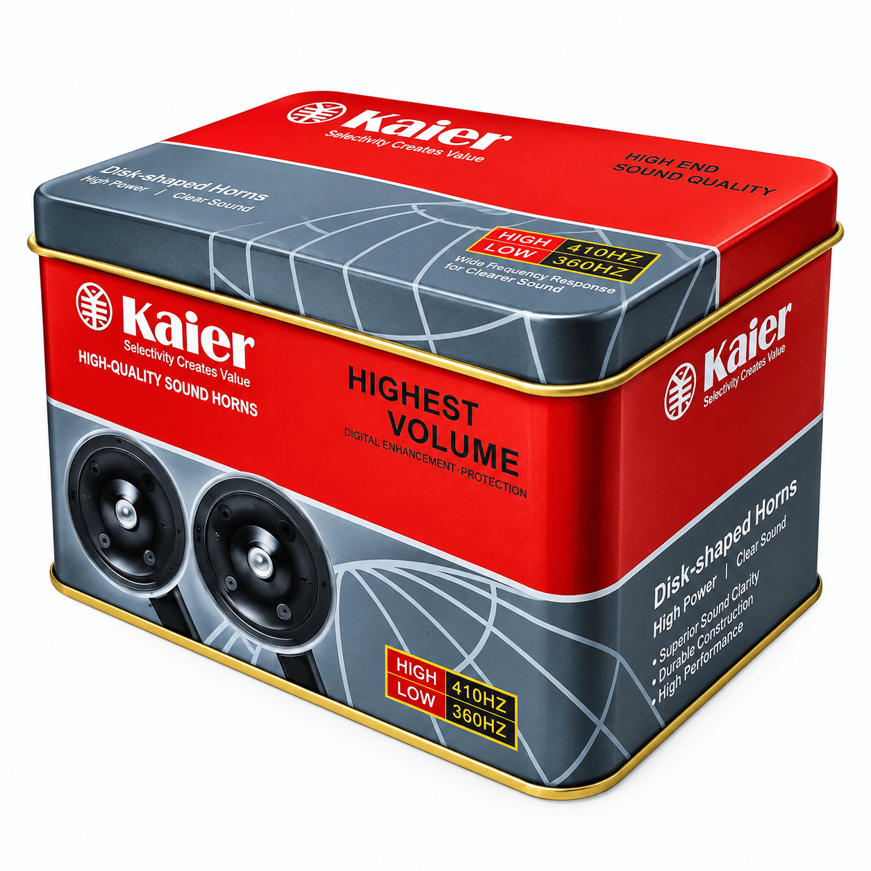 Kaier Dual Tone Disk-Shaped Car Horn Set